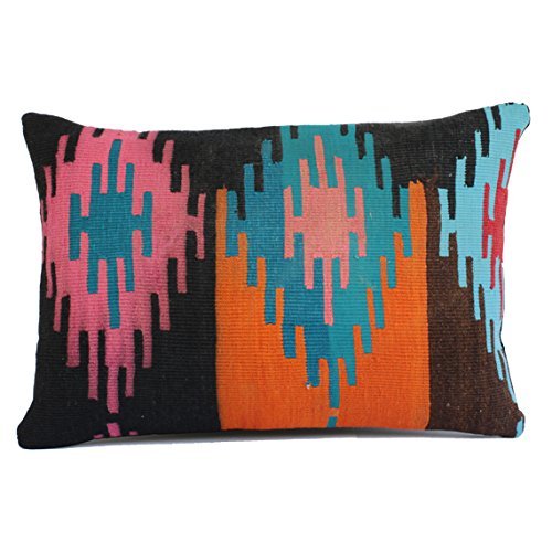 Turkish Kilim Pillow Cover 16x24 Boho Pillow Southwest