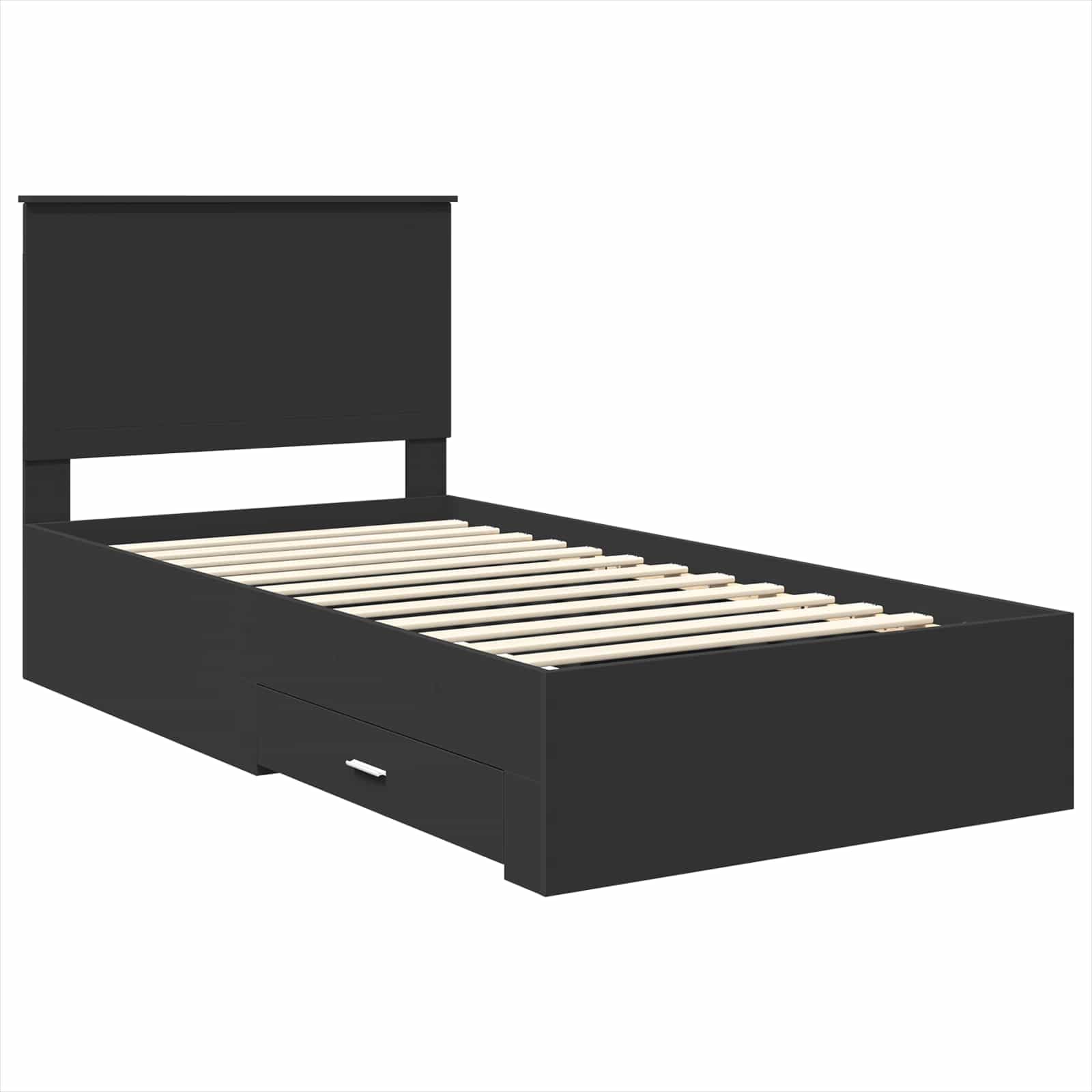Moderno contenitore integrato Letto singolo con cassetti 90x200 cm Nero