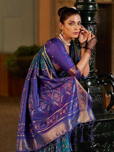 Image of SWORNOF Women's kanjivaram banarasi silk saree Zari Woven for festival Wedding silk with rich pallu Design sarees for women with Unstitched blouse piece