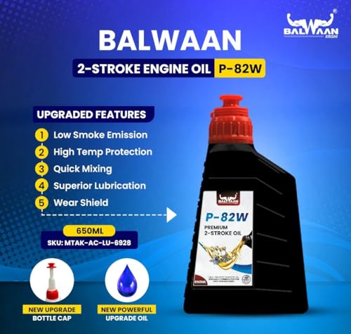 Image of Balwaan Krishi Premium 2-Stroke Engine Oil, 650ml, Low Smoke Emission with Superior Lubrication | Suitable with all 2-stroke engines up to 7.5HP, P-82W