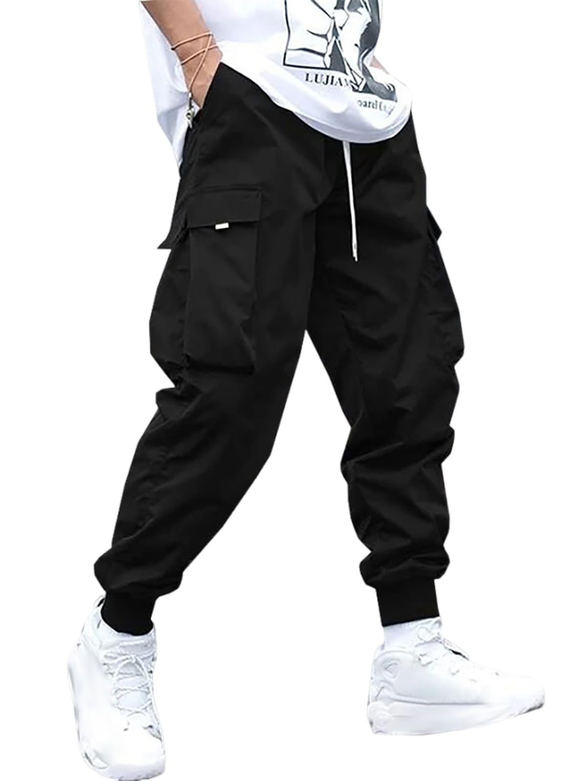 ZAFUL Loose Fit Strahlfüße Cargo Hose Herren Lang Tunnelzug Fallschirm Lässig Y2K Hosen Verstellbare Taille