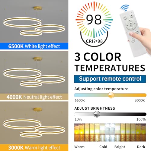 Lustre suspension LED moderne Mikeru à intensité variable avec mémoire - 3