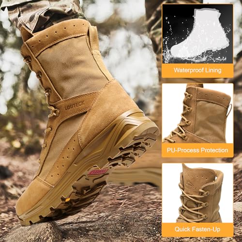 Image of Men's Military & Tactical Boots - Waterproof & Comfortable Boots for Men, Perfect for Work, EMS, Hiking, and Combat