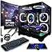 SAAV CORE Prebuilt Gaming PC Bundle Desktop Tower AMD Ryzen 7 5800X Radeon RX 9060 XT 8GB GDDR6 Dual Curved 24in Monitors 32GB DDR4 1TB NVMe SSD WiFi 6 Windows 11 Black RGB Computer PC Gaming