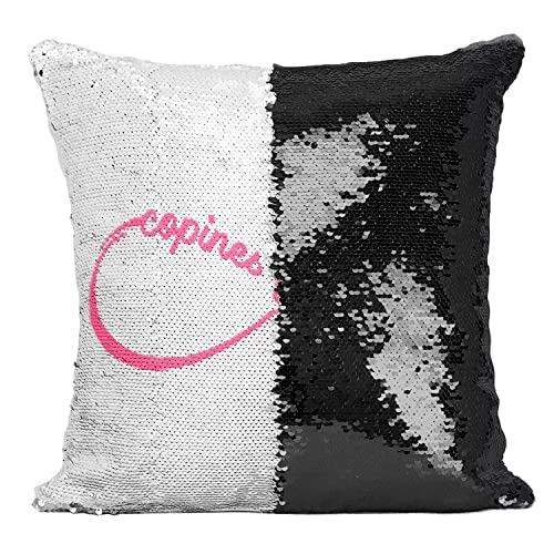Coussin paillettes noir Copines Forever salon canapé