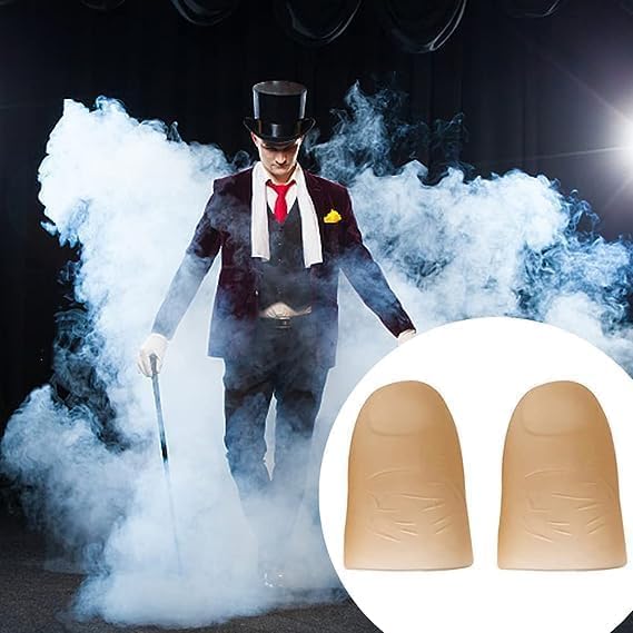 Miniatura 5 de 2 piezas de luz amarilla para el pulgar mágico, puntas de pulgar LED, luz LED para fiesta, trucos de escenario mágico, accesorios de rendimiento,
