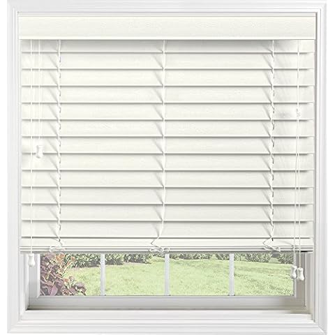 Bali Blinds Custom Faux Wood 2" Corded Blinds with Cord Tilt, 26 x 60, Sandblast Coconut Cover