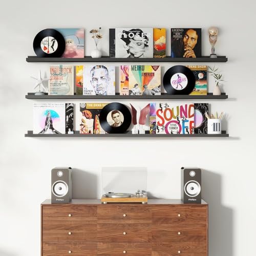 Image of Genuine Decor 72 Inch Black Long Floating Wall Shelf, Extra Large Wall Shelf