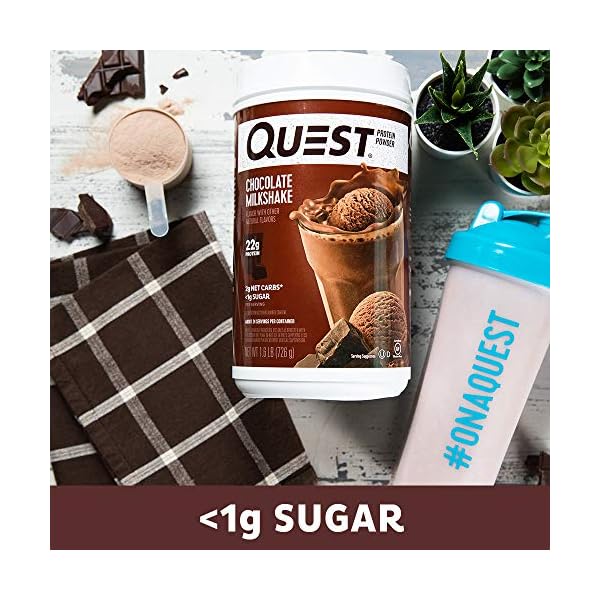 Nutrition-Chocolate-Milkshake-Protein-Powder-High-Protein-Low-Carb-Gluten-Free-Soy-Free-16-lbs-Pack-of-1 Quest Nutrition Chocolate Milkshake Protein Powder, 22g Protein, 2g Net Carbs, 1g Sugar, Low Carb, Gluten Free, 1.6 Pound, 24 Servings