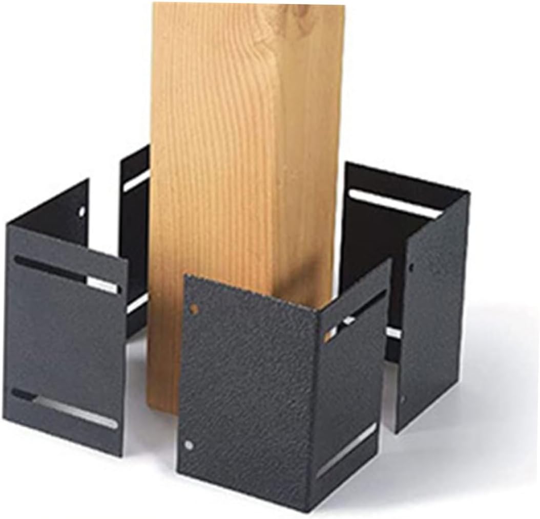 Outanaya 1set Adjustable Mailbox Post Protectors Heavy Duty Metal Base for Deck Railing Weather Resistant Post Base Easy Installation for Mailboxes and Fences