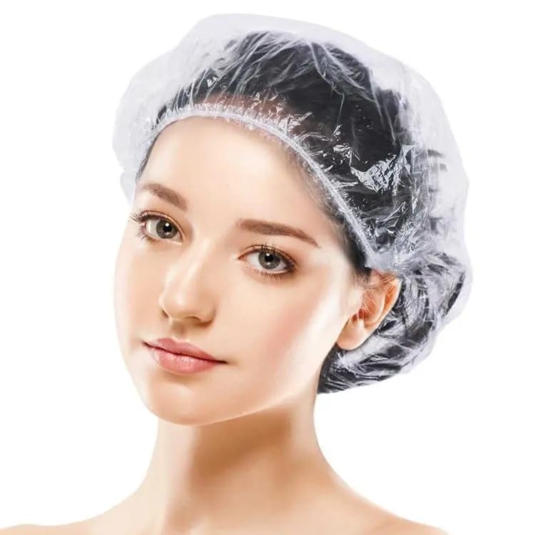 mobfest® 100 pieces disposable waterproof head covers hotel kitchen storage free-size hair dye spa oil-proof shower cap