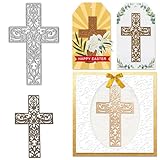 Hying Christmas Symmetrical Cross Cutting Dies for Card Making, Xmas Religion Metal Die Cut Cross Frame Dies Stencils Embossing Template for DIY Scrapbooking
