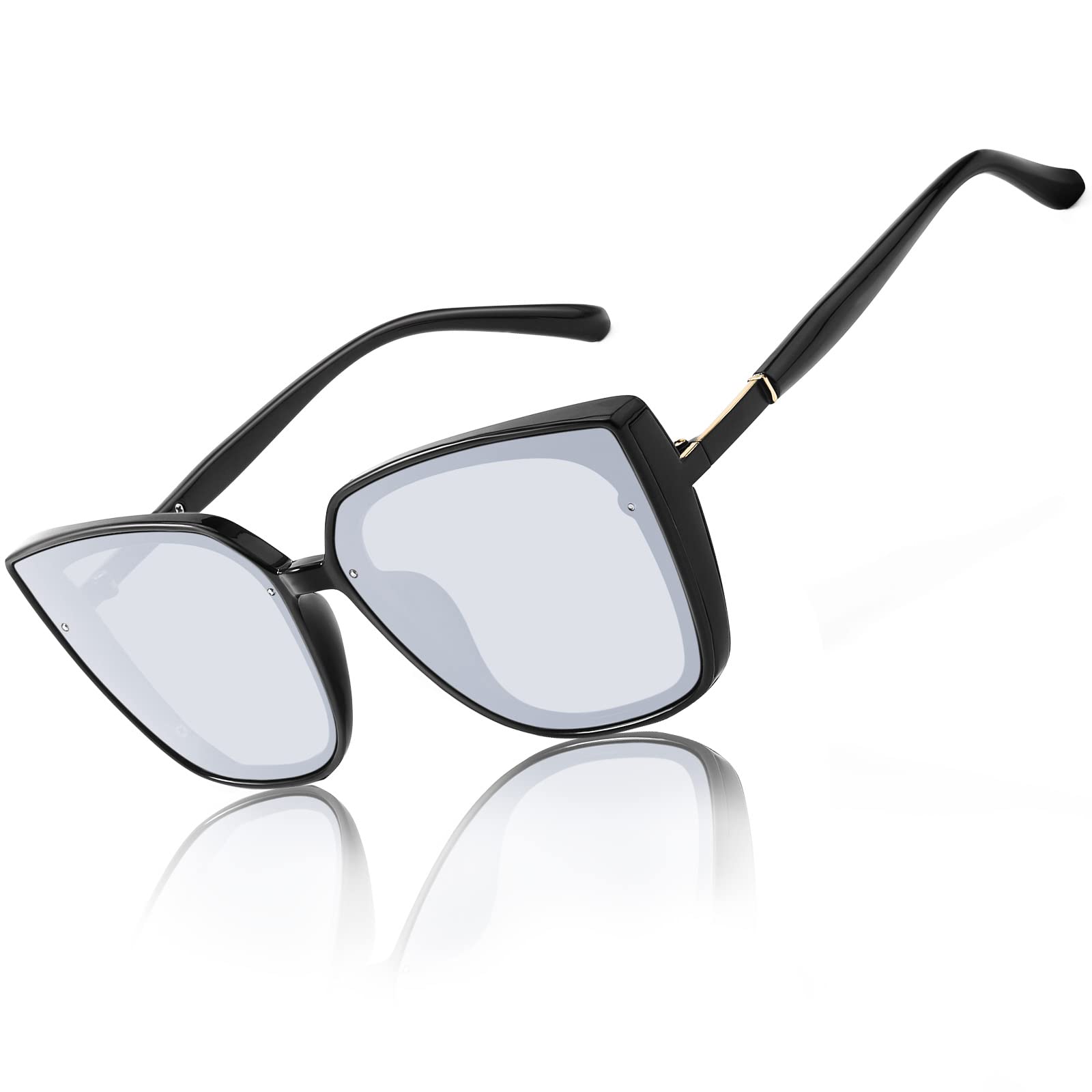 LVIOE Gafas de sol polarizadas de gran tamaño para mujer, ojos de gato, marco cuadrado grande, protección UV