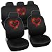 Prime New Design 11pc Red Hearts Car Seat Covers Set