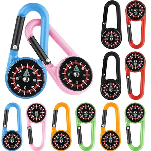 12 Pcs Colorful Mini Compass,Backpacking Compass,for Adults Outdoor Camping Hiking Backpacking Accessory Party Favors