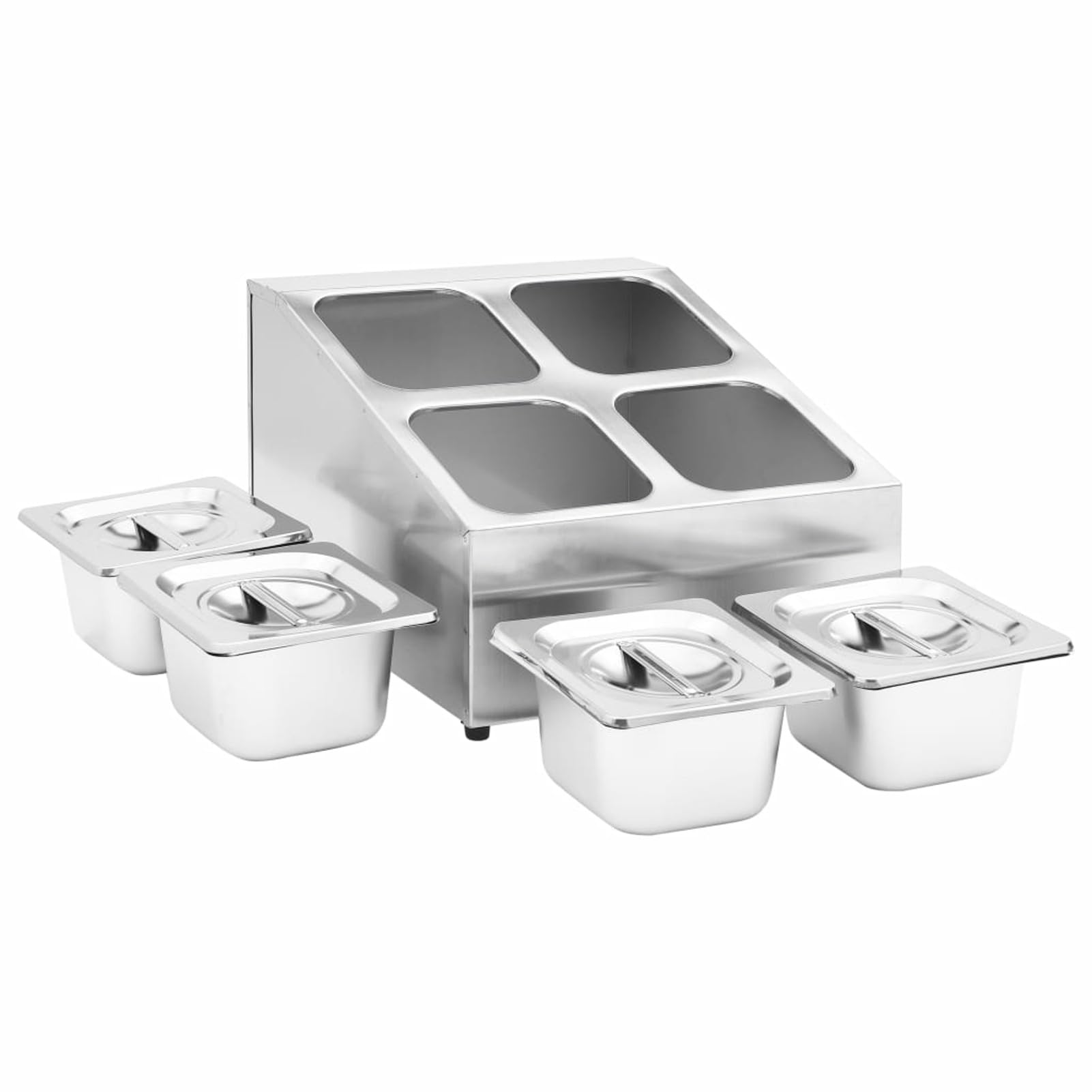 GuyAna Soporte Bandeja Gastronorm con 4 bandejas 1/6 Acero Inoxidable Soporte Bandejas Cocina Bandeja Organizadora