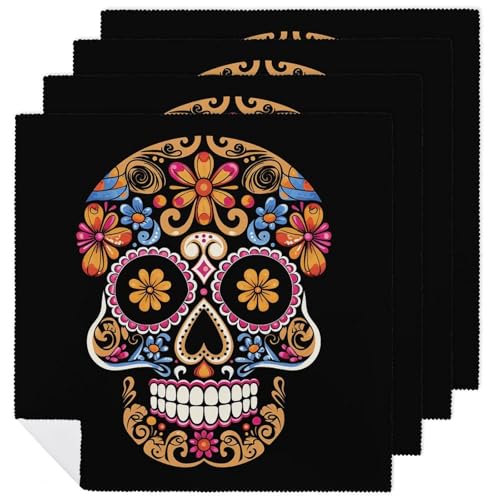 Servilletas de Tela con Calavera Dibujada a Mano, 4 PZS miniatura 1