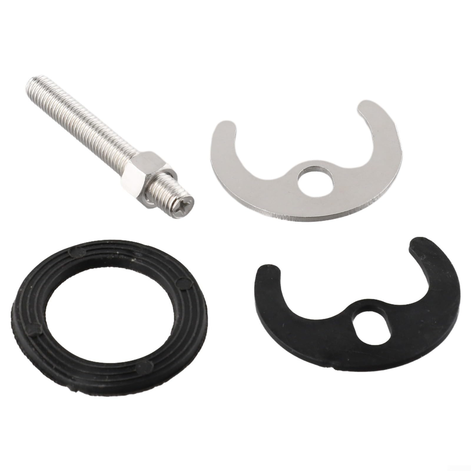 Niceminiwall Kit de reparación de grifo de fregadero de cocina, juego de montaje monobloque de 4 piezas con perno de 60 mm, junta de acero, arandela de goma para grifo de lavabo, piezas de reparación