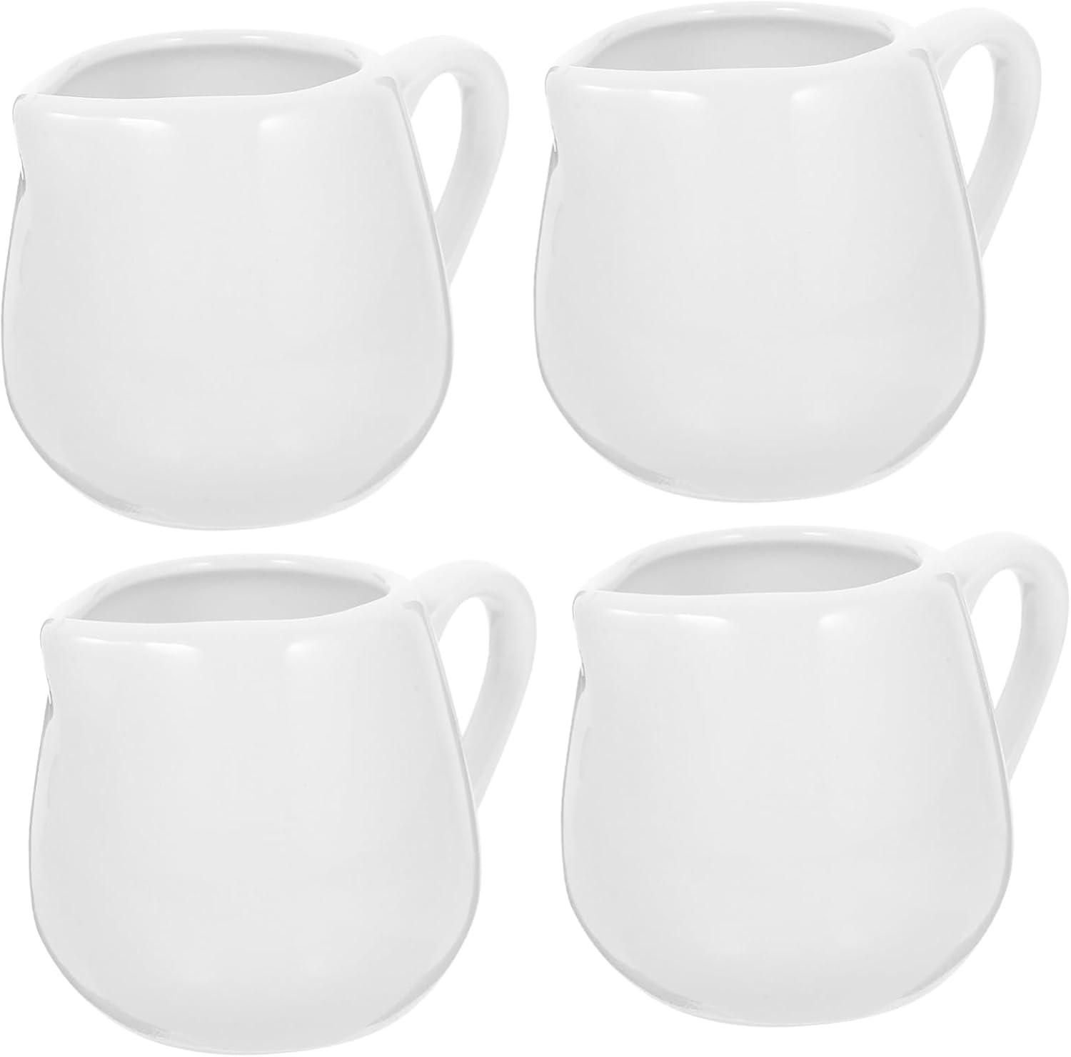 4 Pcs Ceramic Sauce Cups with Handle Drip Spout Milk Creamer Jugs for Cafe Home Restaurant Kitchen Use