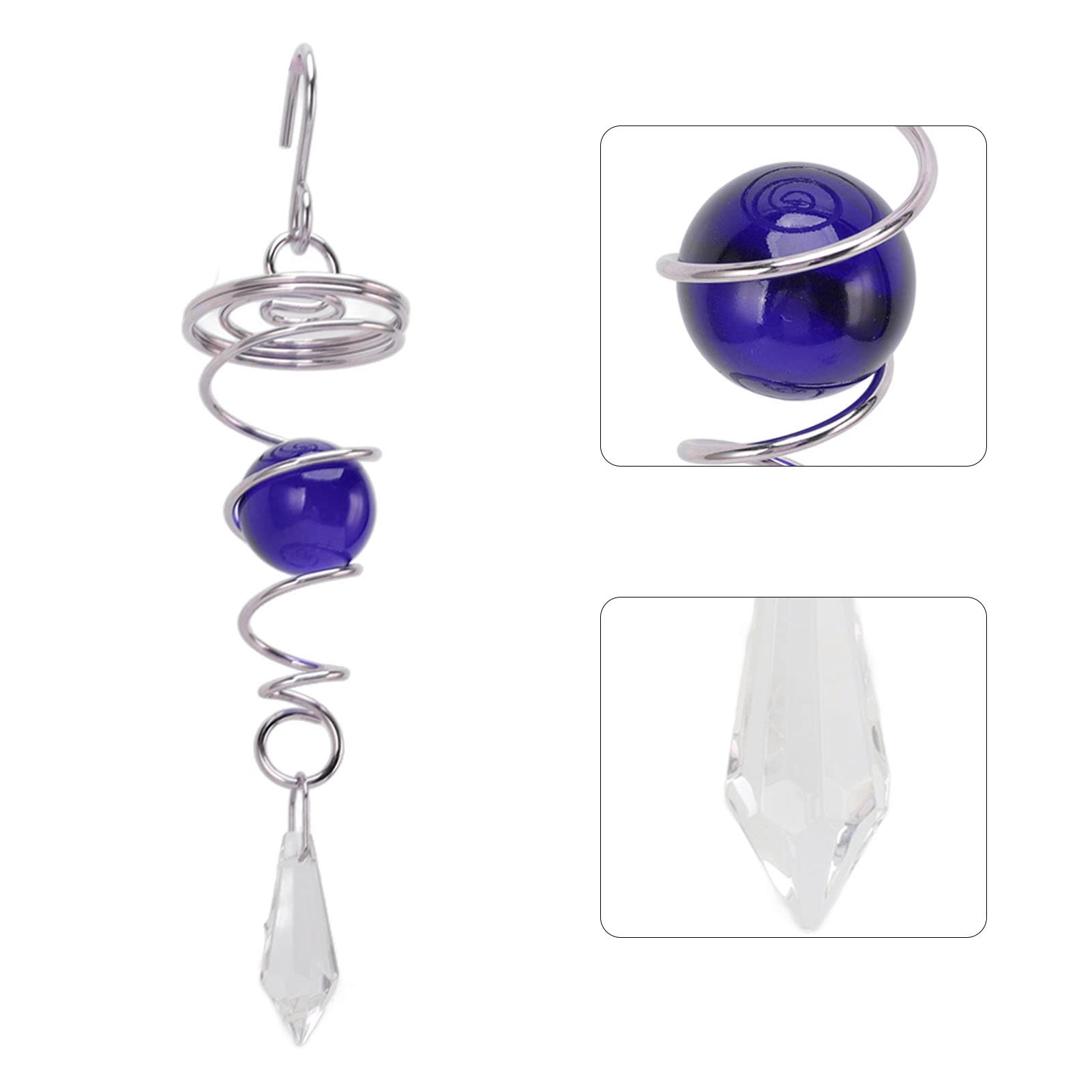 SADEW 2 szt. Gazing Ball Spiralny ogon Dekoracyjny wiatraczek Stabilizator Spirala ze stali nierdzewnej Wiszące kuranty wiatrowe na zewnątrz Wewnątrz Dekoracja zewnętrzna (niebieski)