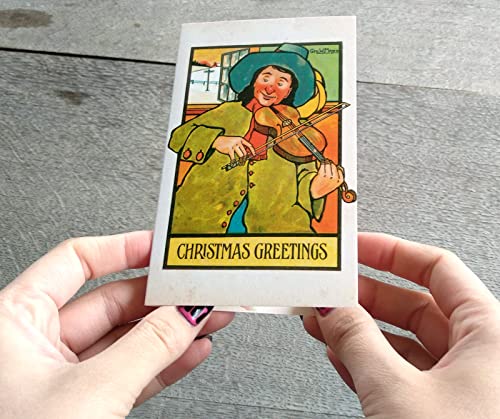 Image of PIXILUV VICTORIAN CHRISTMAS (Pack of 12) Notecards Small Greeting Cards # Vintage Victorian Merrie Christmas Greetings ~ Vintage Christmas Postcards Reprint