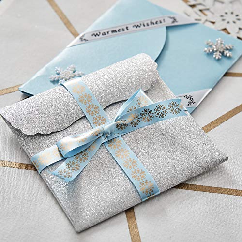 Image of Brother P-Touch Embellish Gold Print on Light Blue Satin Ribbon TZERL34 - ~ inch Wide x 13.1' Long for use with P-Touch Embellish Ribbon & Tape Printer