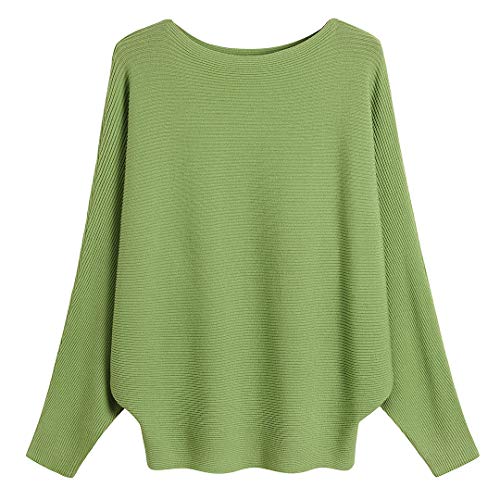 GABERLY Boat Neck Batwing Sleeves Dolman Knitted Sweaters and Pul...