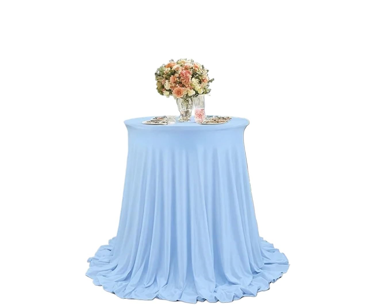 ZNTIHZ Round Tablecloth Table Skirt Cocktail Cover For Hotel Party Wedding Tablcloth Decoration For Wedding Party Banquet(Blue,60x110CM)