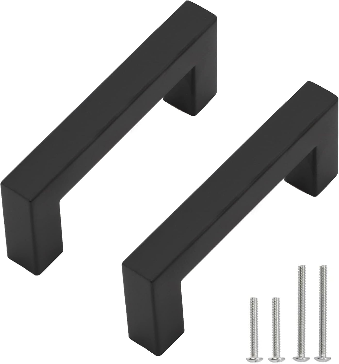 Cabinet Pulls Matte Black Cabinet Handles Square Drawer Pulls, 50 Pack 3 Inch Stainless Steel Kitchen Door Cupboard Cabinet Handles, Black Drawer Hardware Handles, 76mm Hole Centers 50 3 inch Hole Centers(76mm)