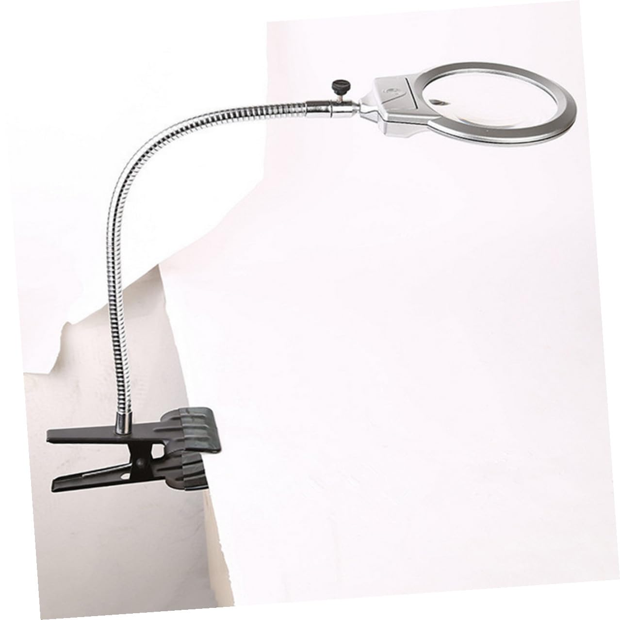 LED Lupe mit flexiblem Metall Schwanenhals und Clip dimmbares Licht zum Lesen für Schreibtisch batteriebetriebene Lupe Lampe zum Basteln und Reparieren im Büro und Zuhause