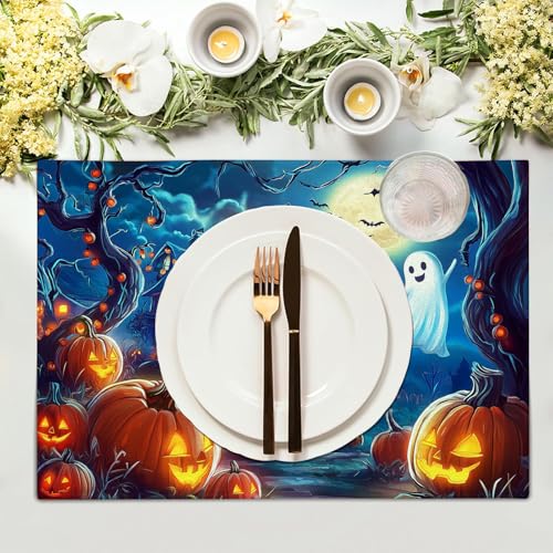 Sets de table Halloween 30 x 45 cm lavables motif citrouille pour table cuisine - 4