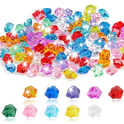 Guidre Aproximado 400 Gemas Diamante de Acrílicas de Multicolores,Gemas De Plastico Irregular,Cristales para Manualidades Acrílico,Piedras Diamantes Falsos Decoracion para Bodas,Decor de Mesa
