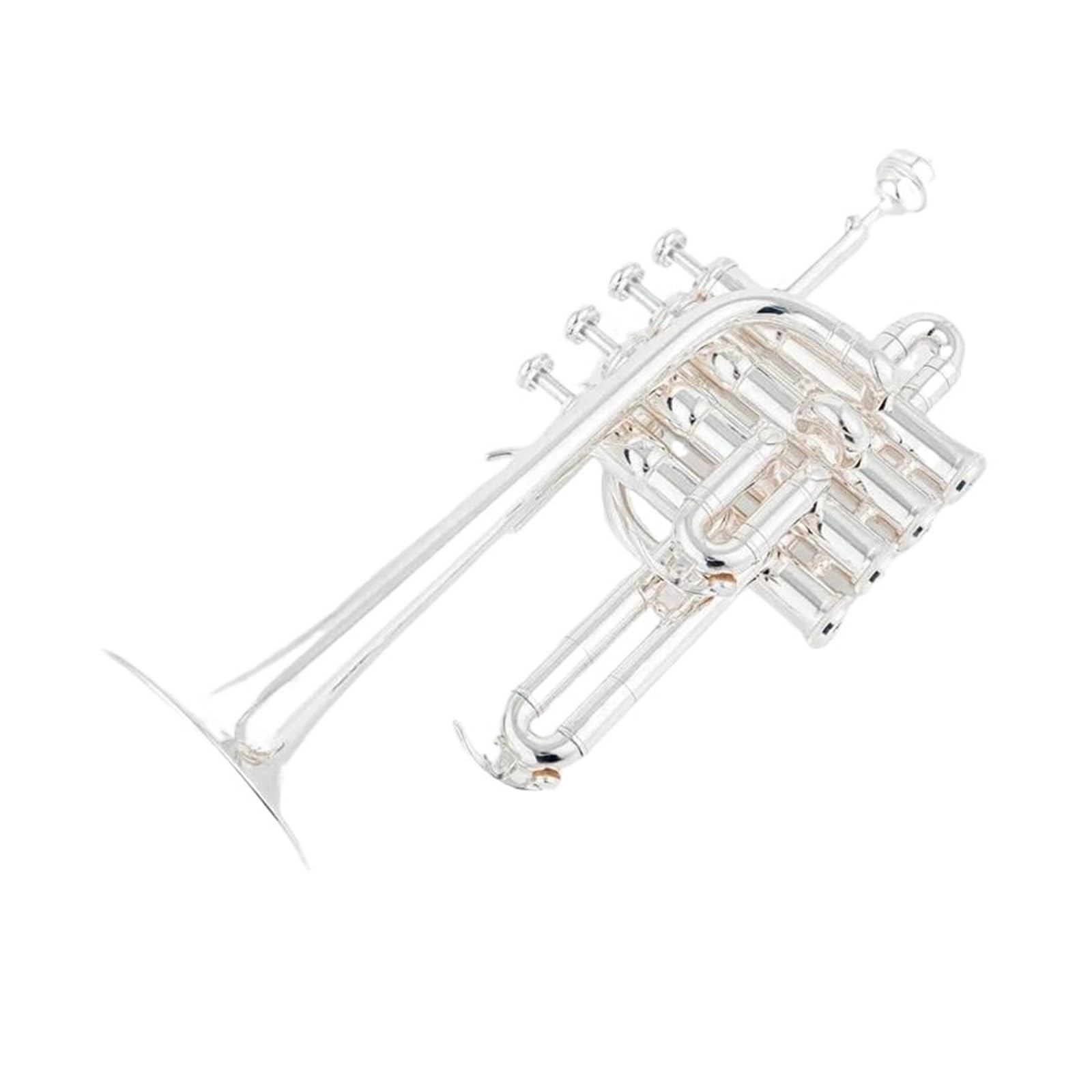 Trompeten für Anfänger Professionelle Hochtrompete Bb Piccolo Trompete Messing Gold Silber Lackoberfläche Trompetenqualität (Color : Silver)