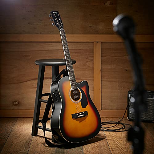image for Ashthorpe Full-Size Dreadnought Cutaway Acoustic-Electric Guitar Bundl