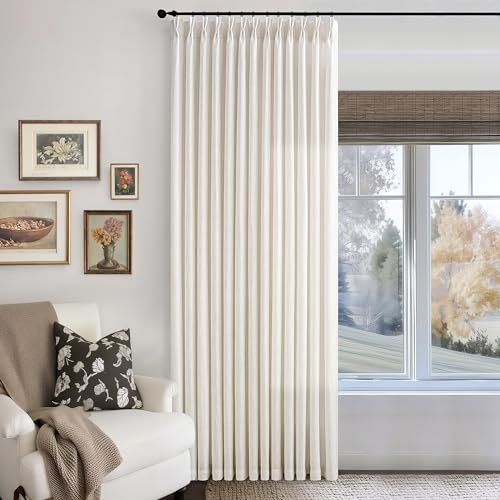 Image of Pinch Pleated 84 Inch Wide Curtain 90 Inches Long Cream Drapes