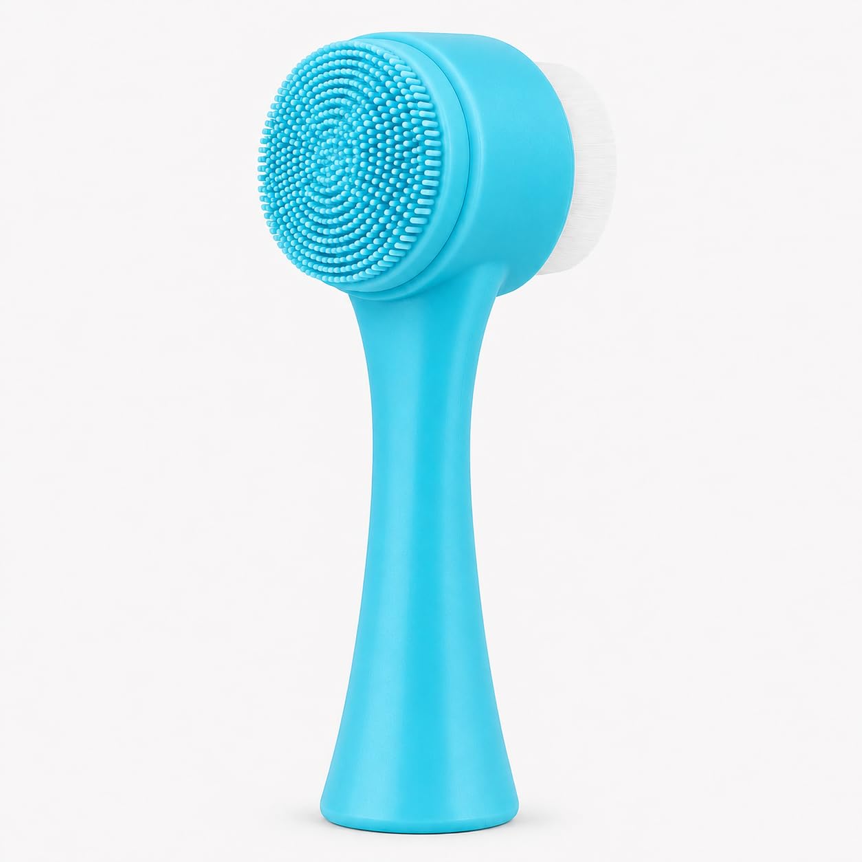 Escova de Limpeza Facial 2 em 1, Silicone e Cerdas Macias, Manual, 13x7cm, para Skin