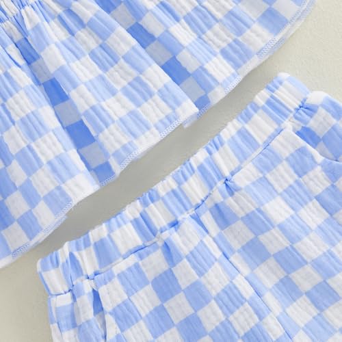 Image of Little Toddler Kids Girl Clothes Set 1-8 Years Summer Outfits Solid Color Tank Tops & Shorts