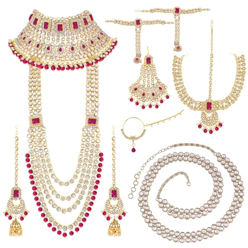 Peora Ethnic Indian Traditional Kundan Dulhan Bridal Jewellery Se...