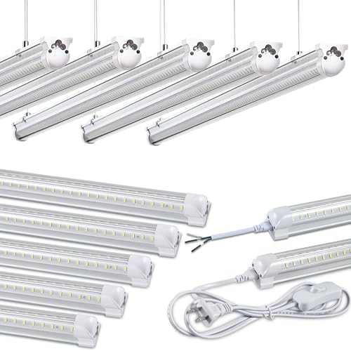 Image of Skymoatled 12Pack 4FT LED Shop Light Garage Lights,50W 6000K 7500LM White Light,Hanging /Surface Mount,Plug and Play,Linkable T8 LED Shop Lights,Commercial Bay Lighting for Warehouse Workshop Basement