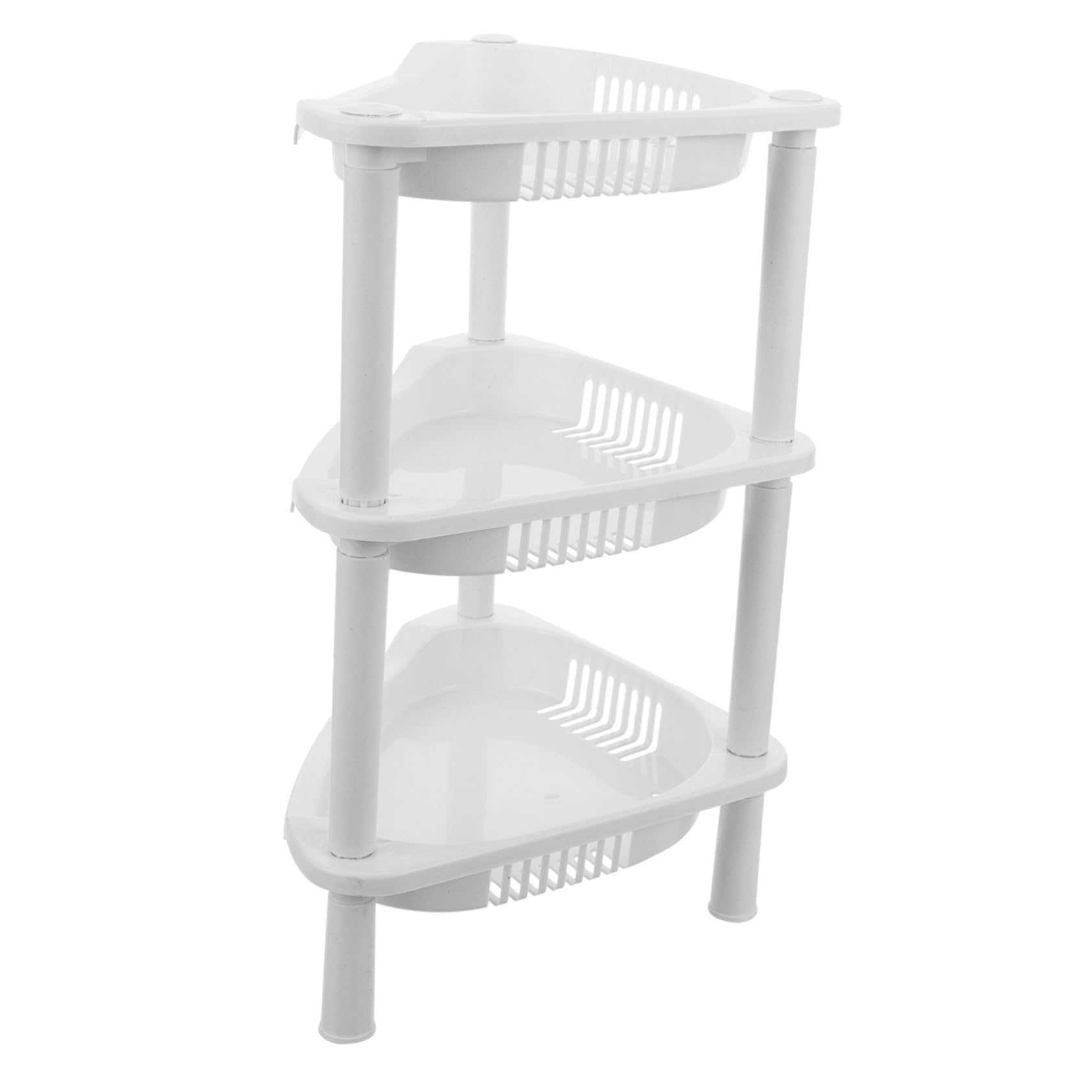 3-schichtiges Weißes Kunststoff Eckregal, Stehendes Standregal für Küche und Bad, ohne Montage, Ablagefächer und Aufbewahrungslösung, 34 * 28 * 21cm Küche, Haushalt & Wohnen