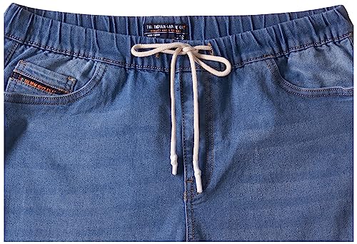 Image of The Indian Garage Co Men Slim Fit Solid Mid-Rise Stretchable Denim Joggers