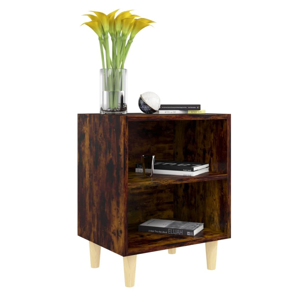 Comodino Piccolo Stretto,Comodino Strettocomodino Con Gambe In Legno Massello Rovere Fumo 40x35x50Per Ufficio, Camera Da Letto, Soggiorno, Studio, Corridoio