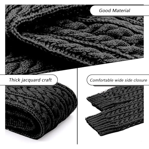 Image of QUUPY 1 Pair Black Knit Knitted Leg Warmer Knee High Winter Thermal Warm Long Boot Socks Women Footless Socks for Yoga Ballet Dance