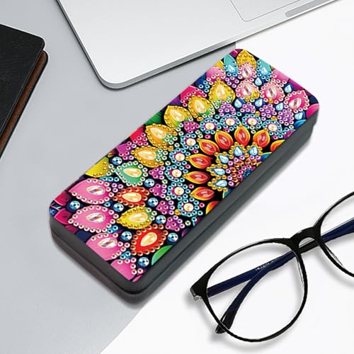 Image of DIY Diamond Painting Glasses Case, Mandala Flower Eyeglass Storage Box, Colorful 5D Diamond Art Kit for Adults, Travel Sunglasses Holder, Handmade Craft Gift Idea