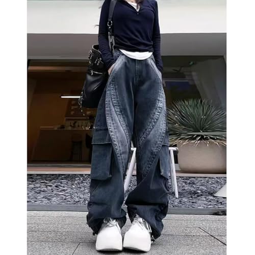 Y2K Women's Jeans Hip Hop Street Retro Wide Legs Jeans Gothic Denim Workwear2