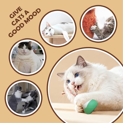 Interaktives Katzenspielzeug- intelligenter beweglicher Ball, wiederaufladbar, USB- C | Jagdsimulation mit 3 Modi, aktive Rollbälle mit Schwanz, für Spiel, Training, geistige Stimulation und-2