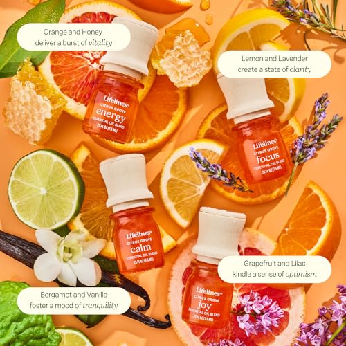 Lifelines 200 ML Waves Ultrasonic Diffuser with Cascading Mist + Citrus Grove 4-Pack - 100% Pure Essential Oils & Sustainably Sources Botanicals - Natural - 7.5 ML Bottles - Image 3