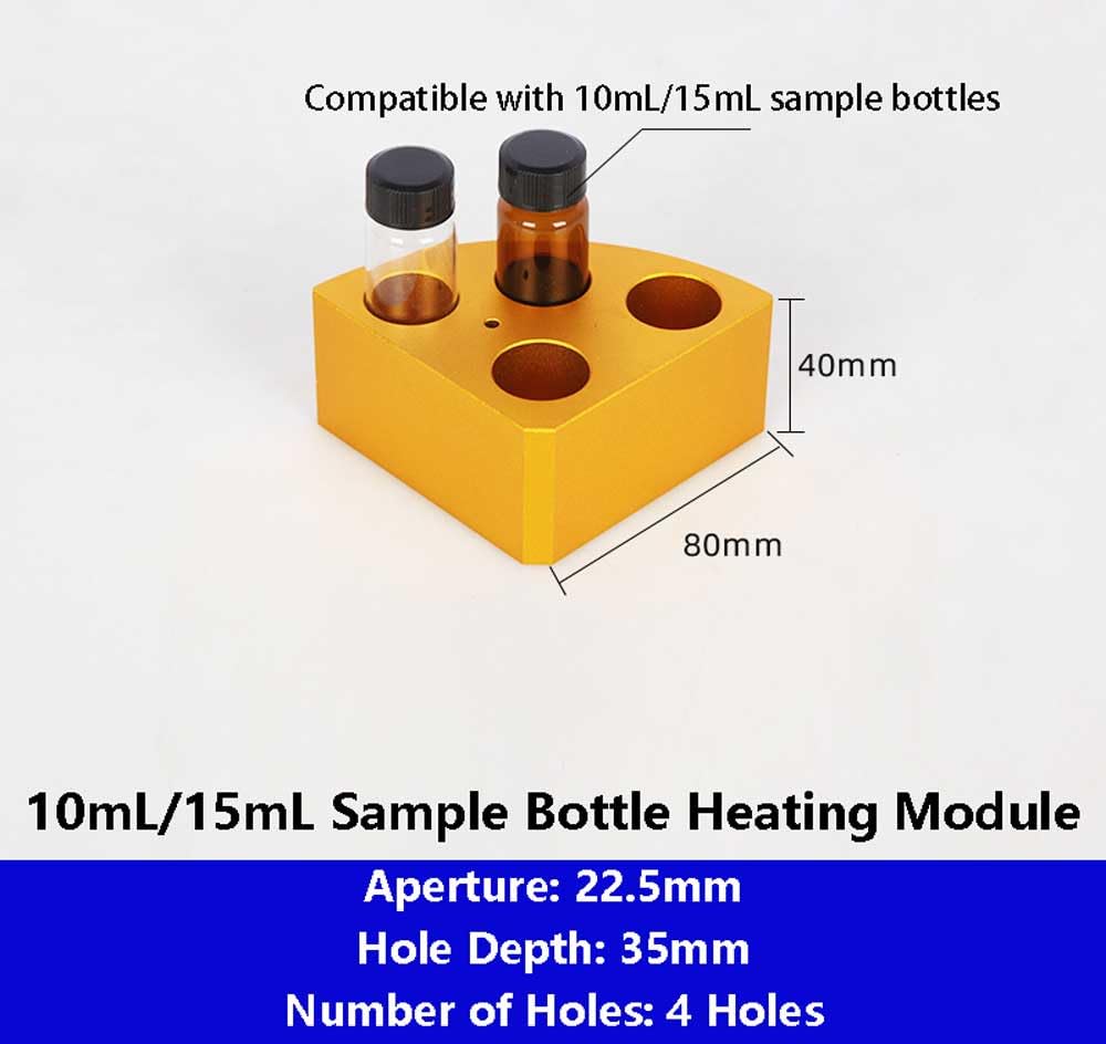Bloque calefactor de baño seco de aluminio for botellas de muestras de laboratorio: módulo de calentamiento rápido con resistencia a altas temperaturas(10/15mL)