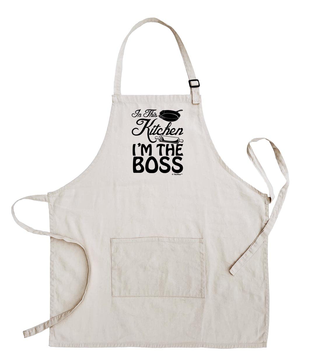 Chef Gifts For Women In This Kitchen I'm The Boss Two Pocket Adjustable Bib Apron Cream