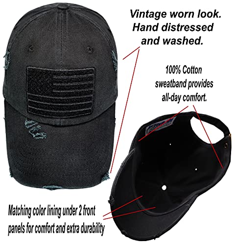 Image of Antourage American Flag Unisex Baseball Hat for Men and Women | USA Flag Mesh Snapback Flat Visor Cap + 2 Patriotic Patches
